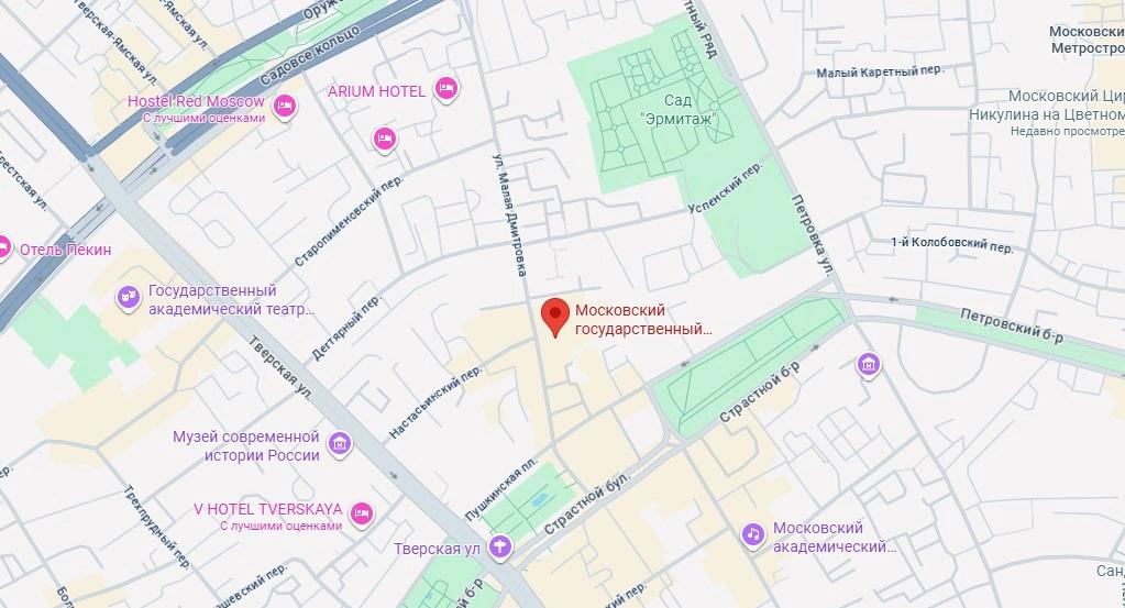 Карта, с указанием месторасположения "Ленком Марка Захарова"